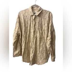 American Eagle Beige Eyelet Oversized Shirt